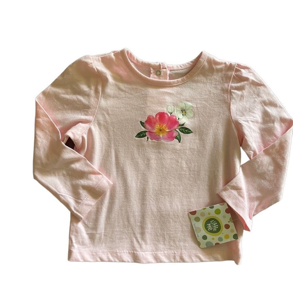 Little Me girls pink long‎ sleeve tee with delicate flowers design  sz 24M